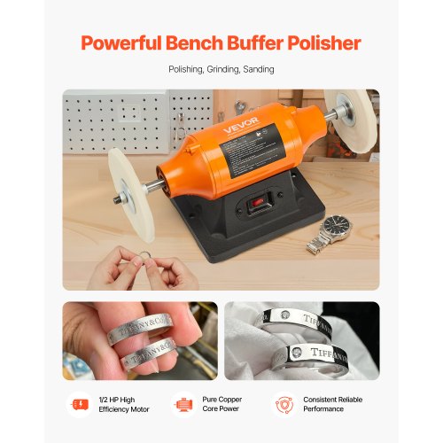 12HP Bench Buffer Polisher 6inch Bench Polishing Buffing Machine 3450RPM