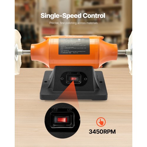 12HP Bench Buffer Polisher 6inch Bench Polishing Buffing Machine 3450RPM