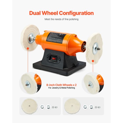 34HP Bench Buffer Polisher 8inch Bench Polishing Buffing Machine 3450RPM