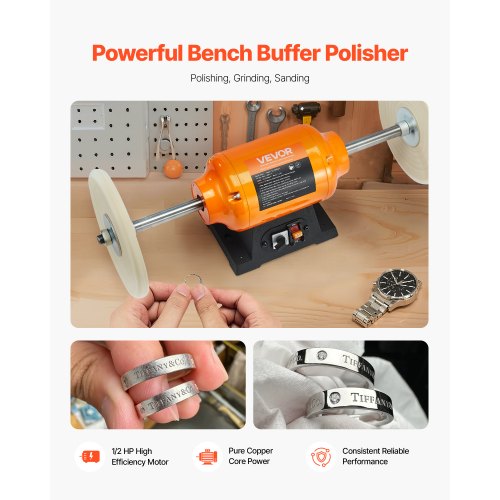 12HP Bench Buffer Polisher 8inch Bench Polishing Buffing Machine