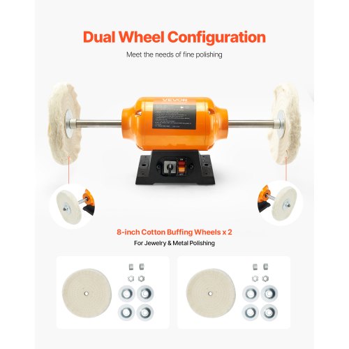 12HP Bench Buffer Polisher 8inch Bench Polishing Buffing Machine