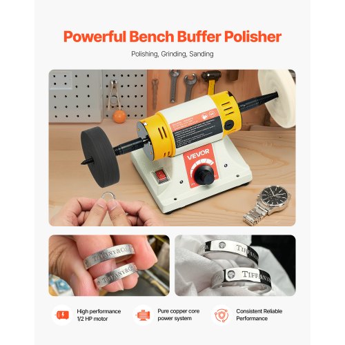 Bench Buffer Polisher 12HP Polishing Buffing Machine to 8000RPM