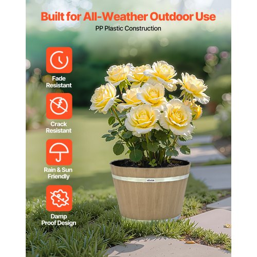 Plant Pots 4 Pack 1181 inch Whiskey Barrel Planters with Drainage Holes