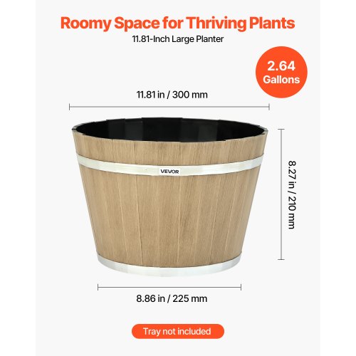 Plant Pots 4 Pack 1181 inch Whiskey Barrel Planters with Drainage Holes