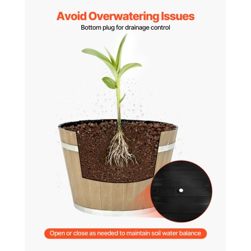 Plant Pots 4 Pack 1181 inch Whiskey Barrel Planters with Drainage Holes