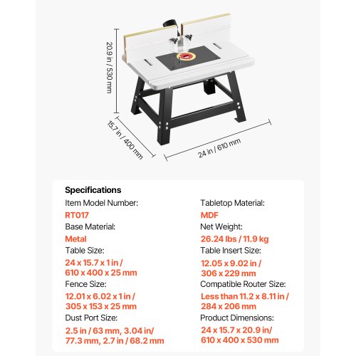 Benchtop Router Table 24 in x 15.7 in Bench Top Routing Table with Adjustable
