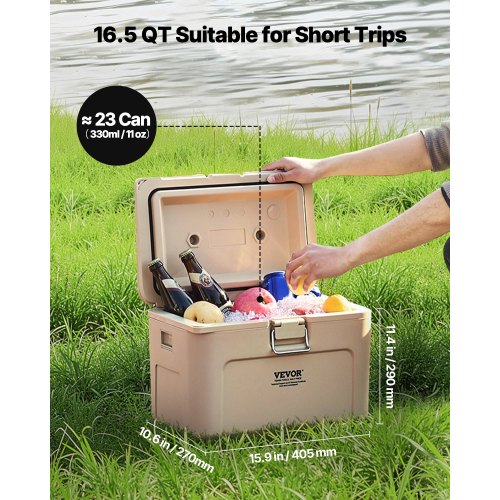 Portable Cooler 16.5 QT Hard Cooler with Ice Retention HeavyDuty Handles