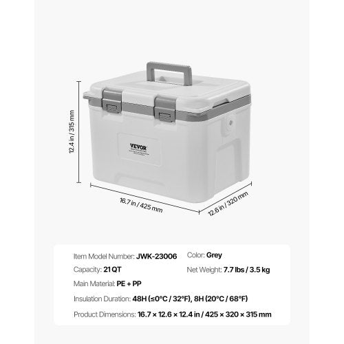 Portable Cooler 21 QT Hard Cooler with Ice Retention HeavyDuty Handles
