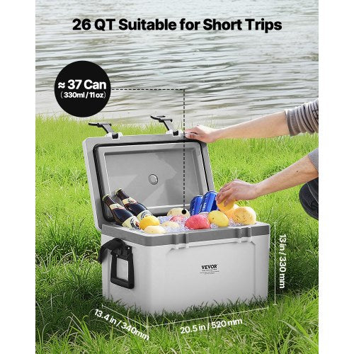 Portable Cooler 26 QT Hard Cooler with Ice Retention HeavyDuty Handles