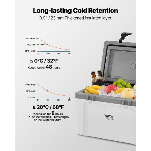 Portable Cooler 26 QT Hard Cooler with Ice Retention HeavyDuty Handles