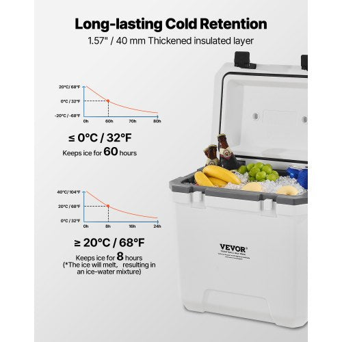 Portable Cooler 38 QT Hard Cooler with Ice Retention HeavyDuty Handles