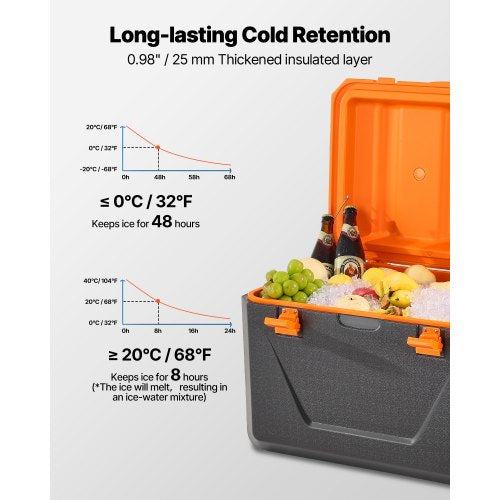 Portable Cooler 63 QT Hard Cooler with Ice Retention HeavyDuty Handles