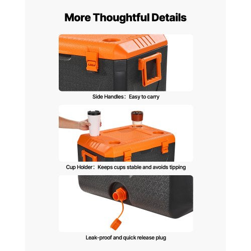 Portable Cooler 63 QT Hard Cooler with Ice Retention HeavyDuty Handles