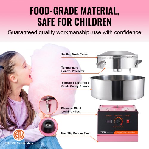 Electric Cotton Candy Machine 1000W Candy Floss Maker Commercial Cotton
