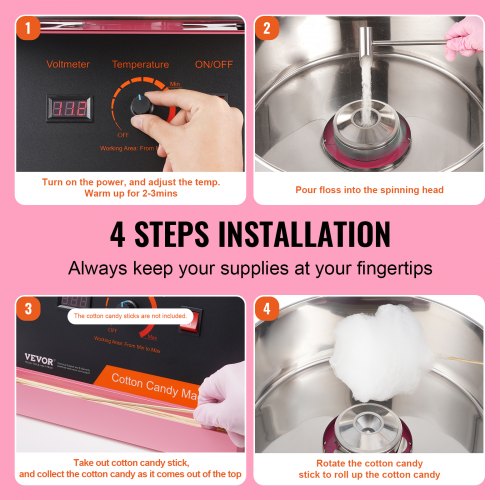 Electric Cotton Candy Machine 1000W Candy Floss Maker Commercial Cotton