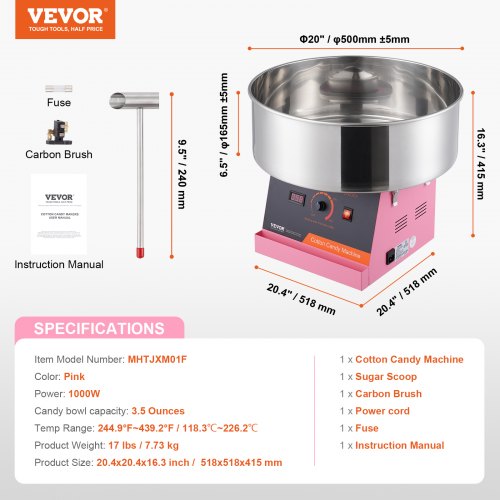 Electric Cotton Candy Machine 1000W Candy Floss Maker Commercial Cotton