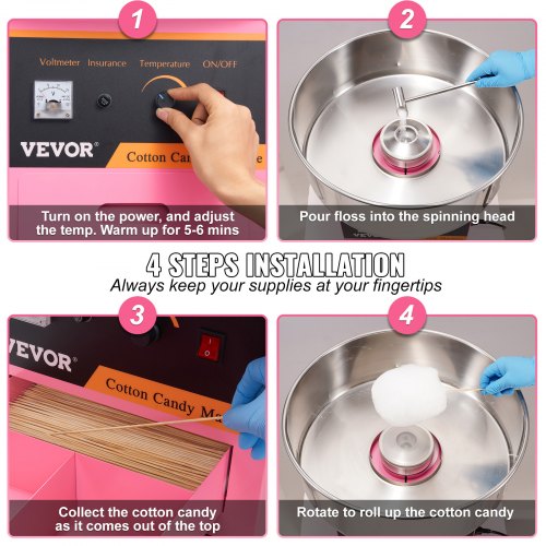Electric Cotton Candy Machine 1000W Candy Floss Maker Commercial Cotton