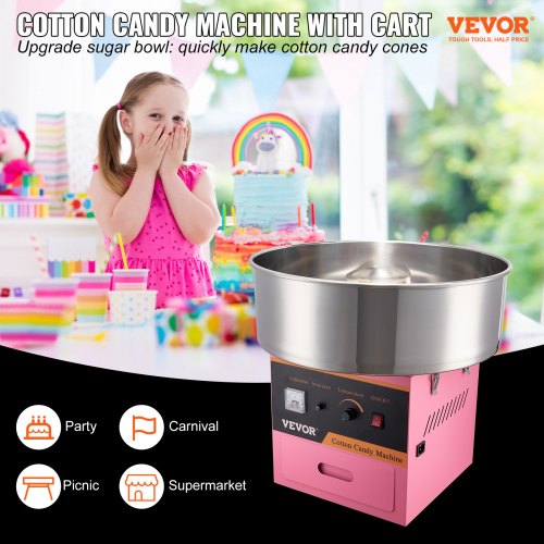 Electric Cotton Candy Machine 1000W Candy Floss Maker Commercial Cotton