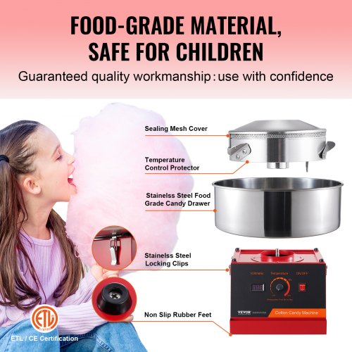 Electric Cotton Candy Machine 1000W Candy Floss Maker Commercial Cotton