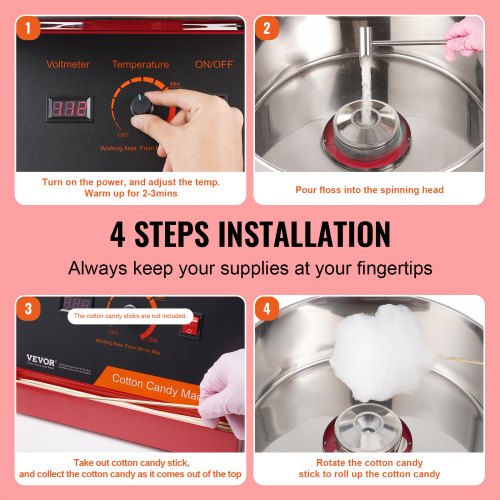 Electric Cotton Candy Machine 1000W Candy Floss Maker Commercial Cotton