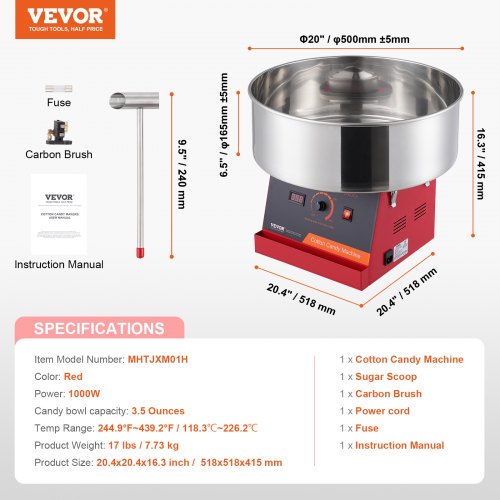Electric Cotton Candy Machine 1000W Candy Floss Maker Commercial Cotton