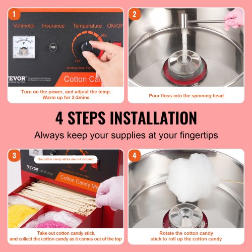 Electric Cotton Candy Machine 1000W Candy Floss Maker Commercial Cotton