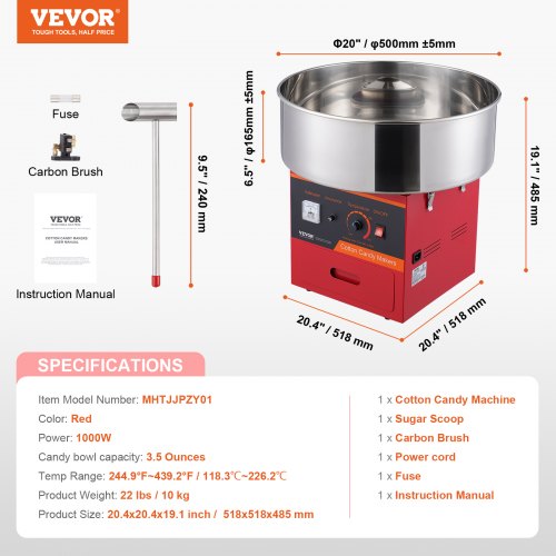 Electric Cotton Candy Machine 1000W Candy Floss Maker Commercial Cotton