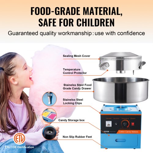 Electric Cotton Candy Machine 1000W Candy Floss Maker Commercial Cotton