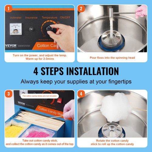 Electric Cotton Candy Machine 1000W Candy Floss Maker Commercial Cotton