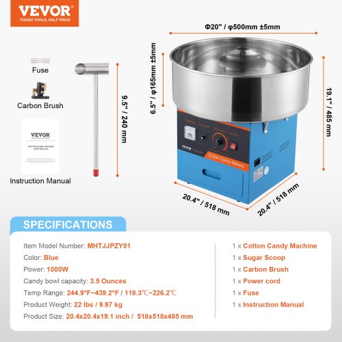 Electric Cotton Candy Machine 1000W Candy Floss Maker Commercial Cotton