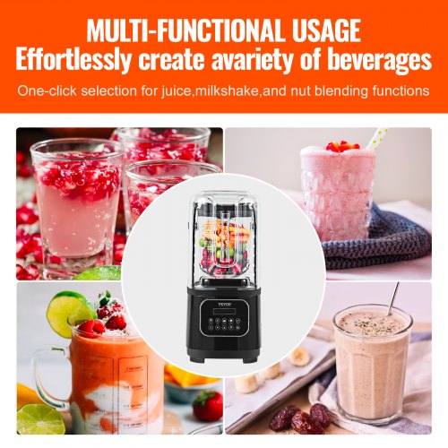 Professional Blender with Shield Commercial Countertop Blenders 68 oz