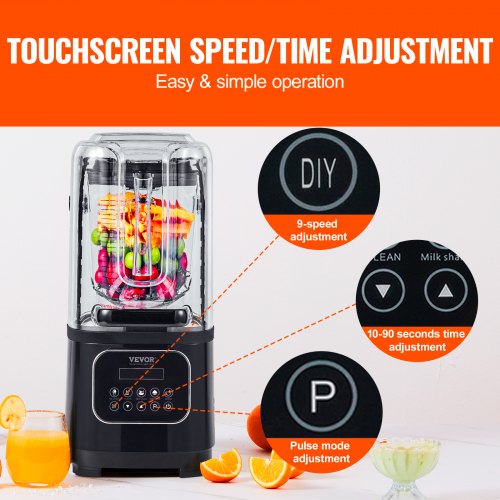 Professional Blender with Shield Commercial Countertop Blenders 68 oz