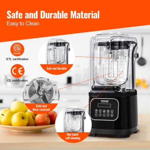 Professional Blender with Shield Commercial Countertop Blenders 68 oz