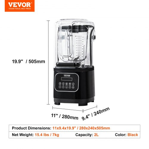 Professional Blender with Shield Commercial Countertop Blenders 68 oz