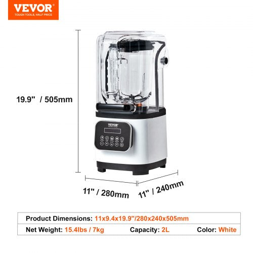 Professional Blender with Shield Commercial Countertop Blenders 68 oz