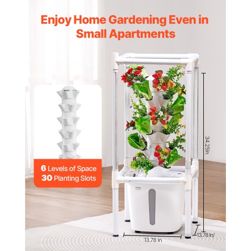 Hydroponic Growing System with Grow Light 30 Pods Vertical 6 Tiers