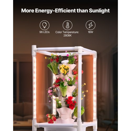 Hydroponic Growing System with Grow Light 30 Pods Vertical 6 Tiers
