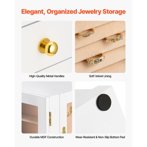 Jewelry Box 360° Rotating Jewelry Organizer with 5 Drawers Acrylic Window