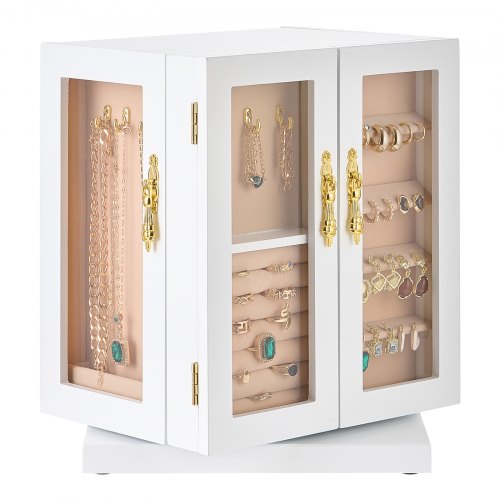 Jewelry Box 360° Rotating Jewelry Organizer with 5 Drawers Acrylic Window