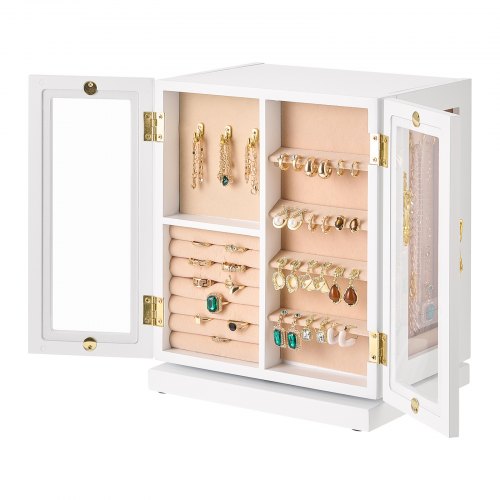 Jewelry Box 360° Rotating Jewelry Organizer with 5 Drawers Acrylic Window