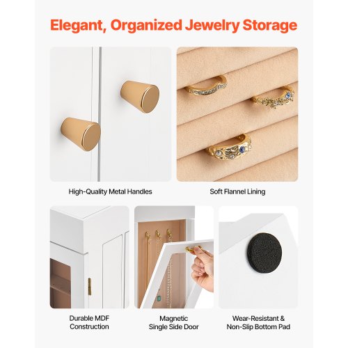 Jewelry Box 360° Rotating Jewelry Organizer with Magnetic Door Acrylic