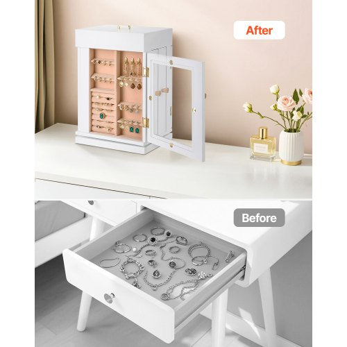 Jewelry Box 360° Rotating Jewelry Organizer with Magnetic Door Acrylic