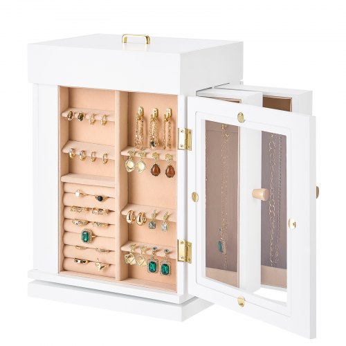 Jewelry Box 360° Rotating Jewelry Organizer with Magnetic Door Acrylic