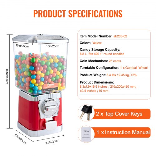 Gumball Machine for Kids 17H Home Candy Vending Machine PC Gumball