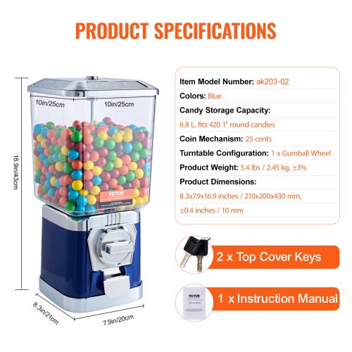 Gumball Machine for Kids 17H Home Candy Vending Machine PC Gumball
