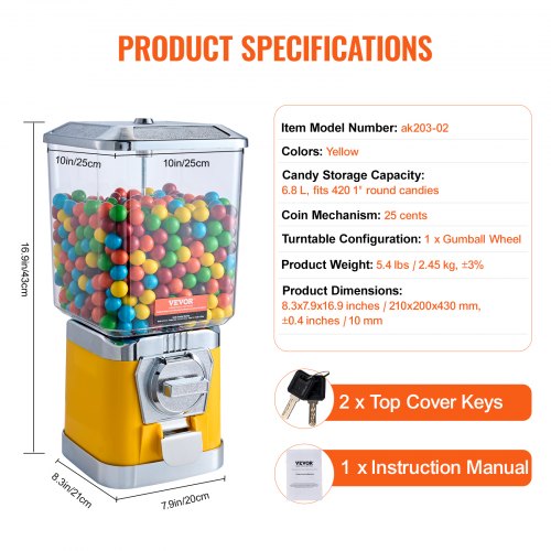 Gumball Machine for Kids 17H Home Candy Vending Machine PC Gumball