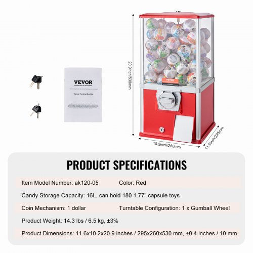 Gumball Machine for Kids 21 Height Home Vending Machine PS Bouncy Balls