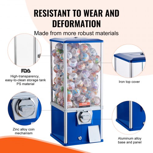 Gumball Machine for Kids 25 Height Home Vending Machine PS Bouncy Balls