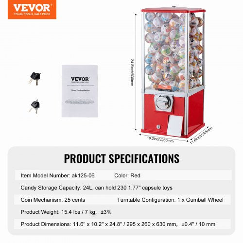Gumball Machine for Kids 25 Height Home Vending Machine PS Bouncy Balls
