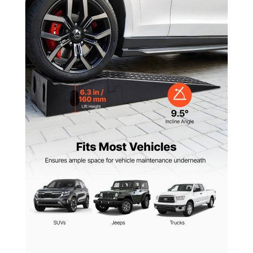 Car Ramps 2 Pcs 13000 Lbs Gvw Capacity 6.3 In Lift Height Portable High Profile